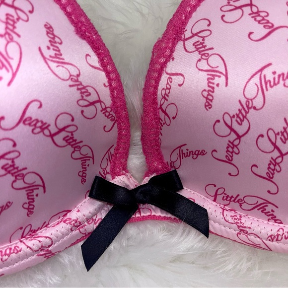 32D/S Vs Victoria’s Secret Sexy Little Things Pink Satin Bra and Ruffled skirt - Picture 4 of 12